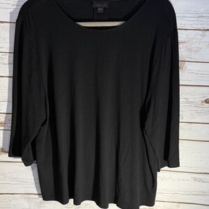 J.Jill Wear Ever Collection Black 3/4 Sleeve Pull Over Top XL EUC